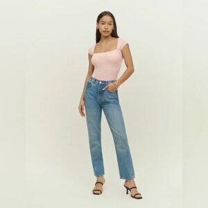 Reformation Bardot Knit Top Blush Pink Size M New With Tags